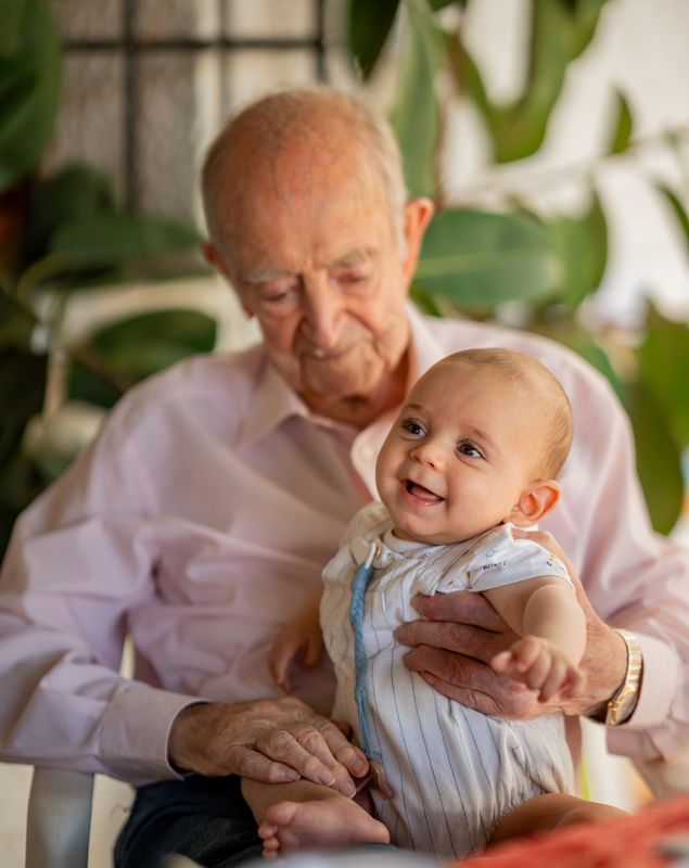 Grandfather and baby