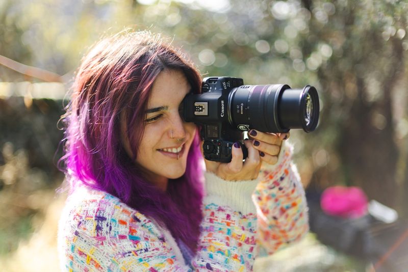 Photographer in the woods