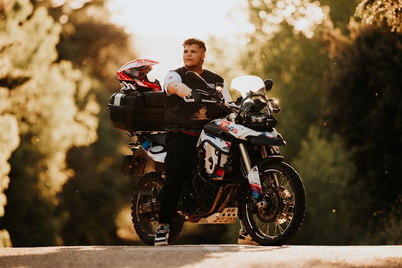 Adventure bike at sunset