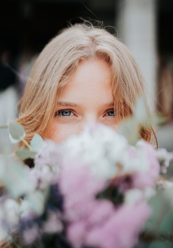 Portrait among flowers