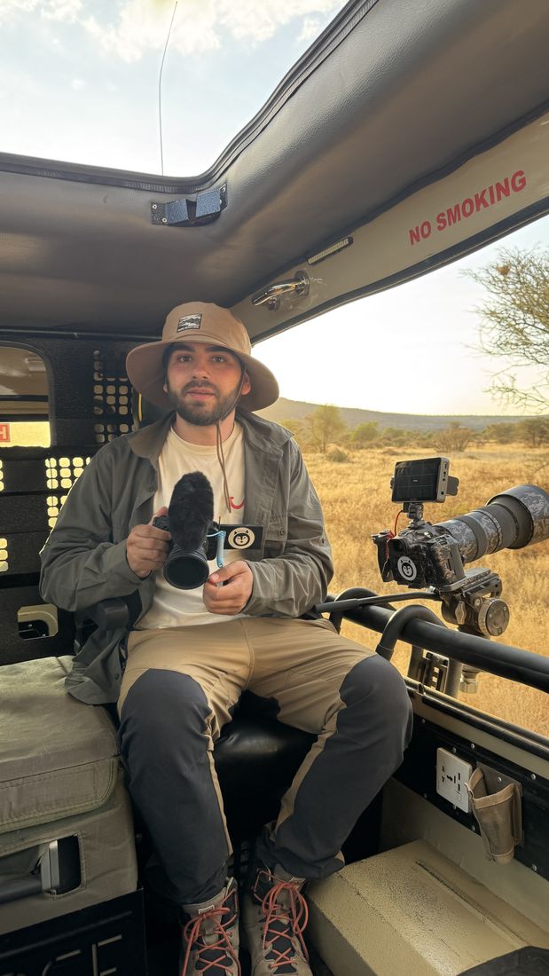 Greg in the safari vehicle in Kenya